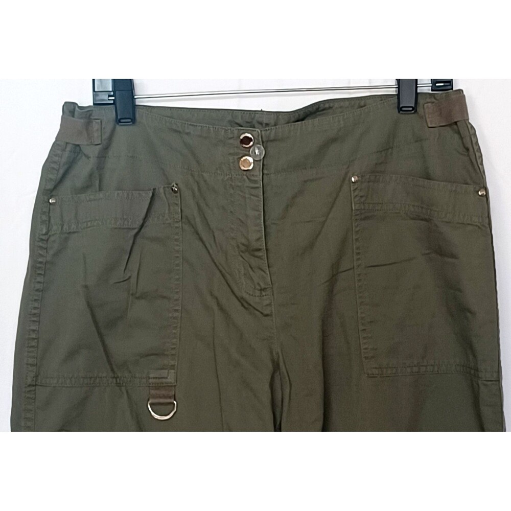 Jones New York Signature Women’s 12 Green Cargo Straight‑Leg Twill Cotton Pants - Picture 5 of 14